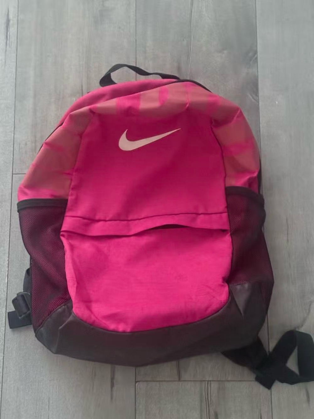 Nike Hot Pink and Black Men's Backpack with White Swoosh